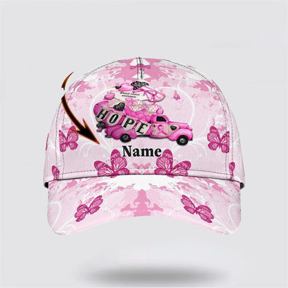 Customized Breast Cancer Awareness Hope Car And Butterfly Baseball Cap, Gifts For Breast Cancer Patients, Breast Cancer Hat