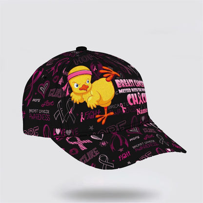 Customized Breast Cancer Awareness Messed With The Wrong Baseball Cap, Gifts For Breast Cancer Patients, Breast Cancer Hat