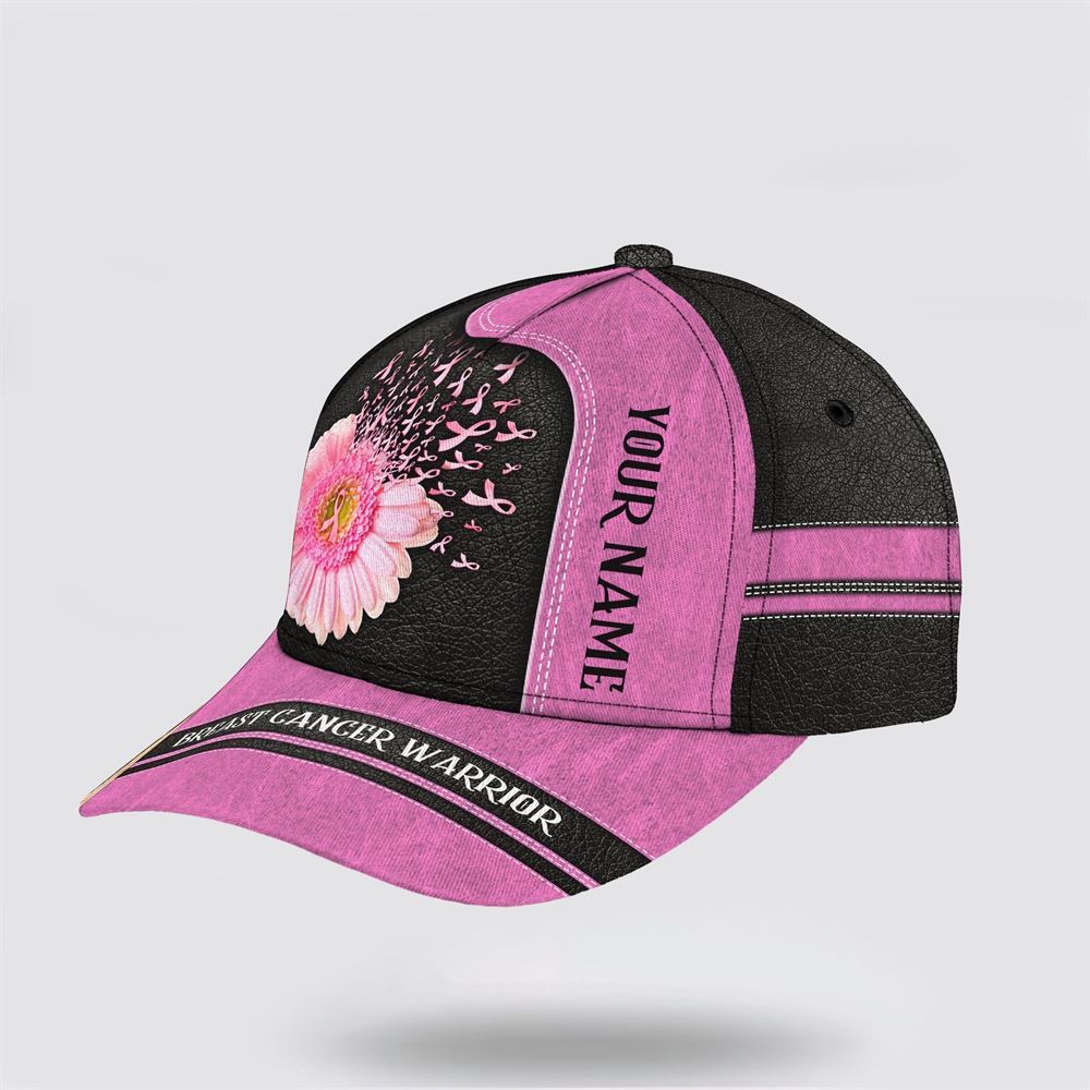 Customized Breast Cancer Awareness Pink And Black Print Baseball Cap, Gifts For Breast Cancer Patients, Breast Cancer Hat