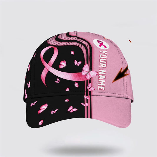 Customized Breast Cancer Awareness Pink Butterfly Art Baseball Cap, Gifts For Breast Cancer Patients, Breast Cancer Hat