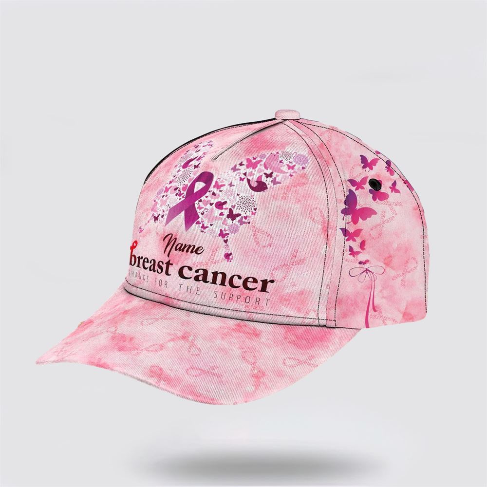 Customized Breast Cancer Awareness Thanks For The Support Baseball Cap, Gifts For Breast Cancer Patients, Breast Cancer Hat