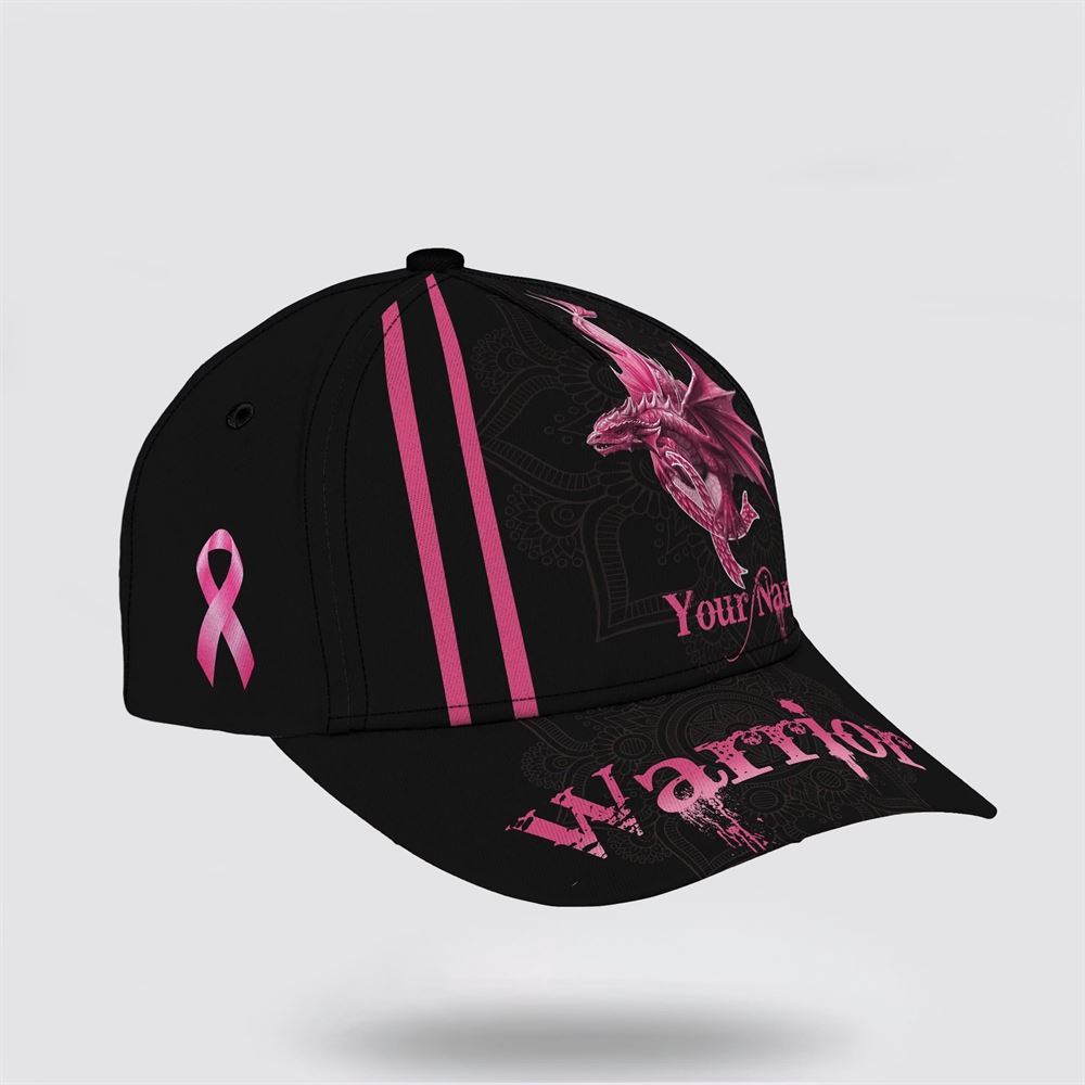 Customized Breast Cancer Awareness Worrior Dragon Art Baseball Cap, Gifts For Breast Cancer Patients, Breast Cancer Hat