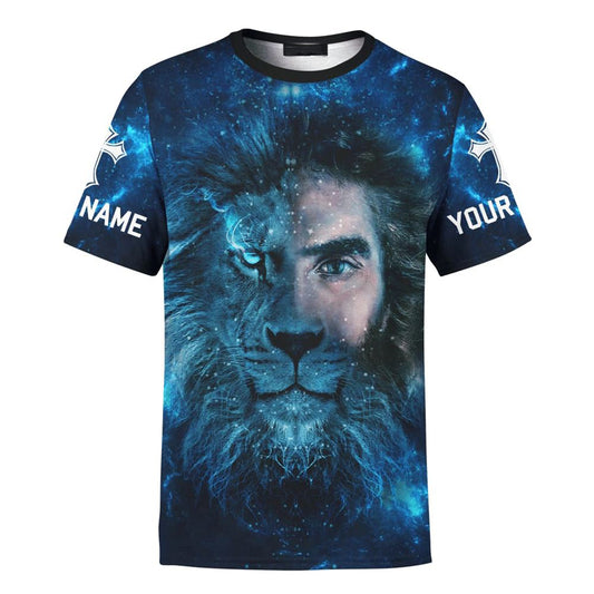 Customized Dad Christian Man Of God My Hero Jesus Family Faith Blue All Over Print 3D T-Shirt, Gift For Christian, Jesus Shirt