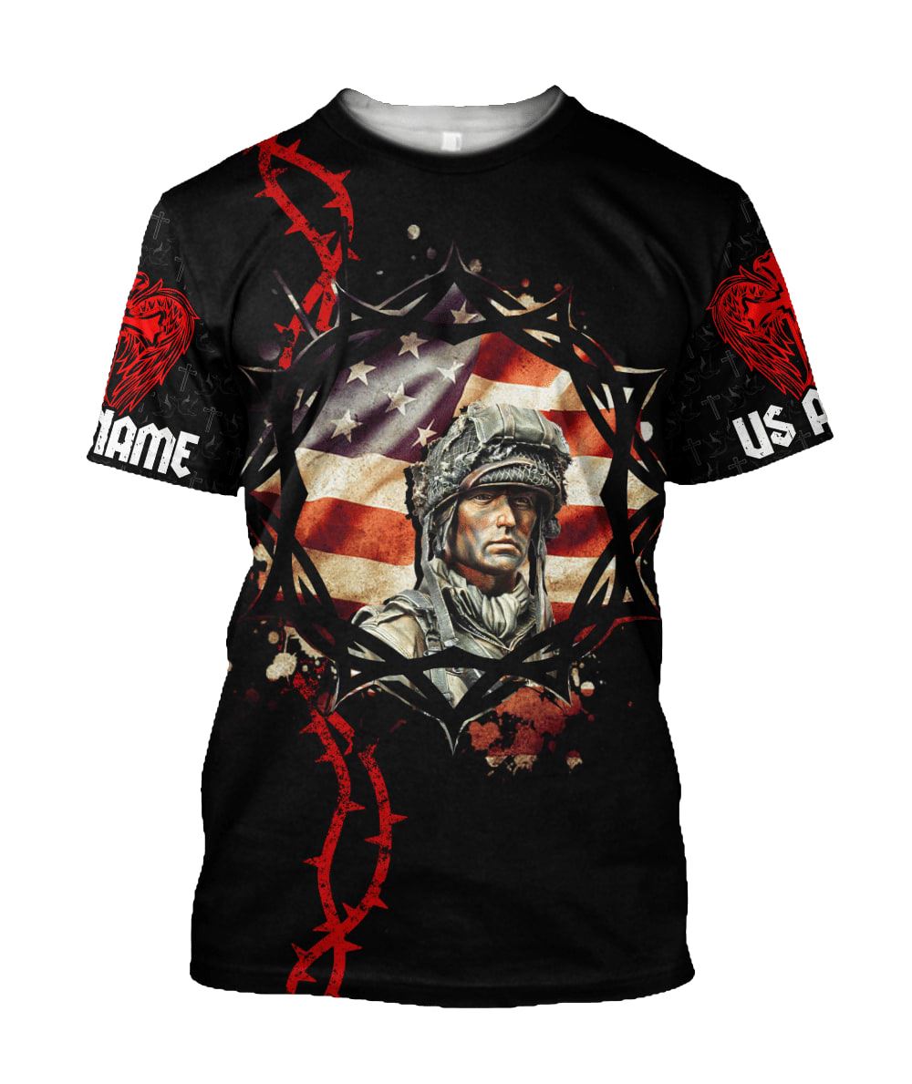 Customized God Bless Us Army Independence Day All Over Print 3D T-Shirt, Gift For Christian, Jesus Shirt