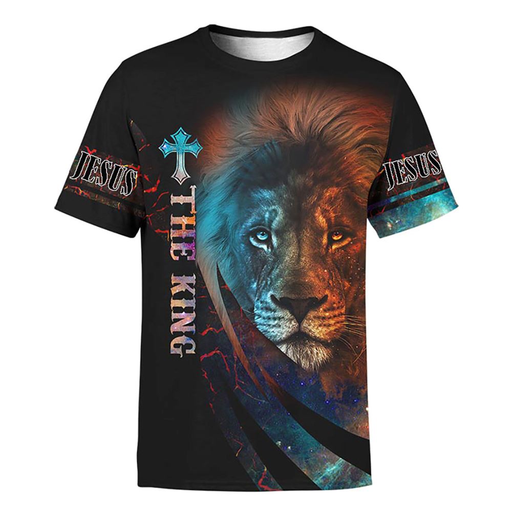 Customized The King Jesus Lion All Over Print 3D T-Shirt, Gift For Christian, Jesus Shirt