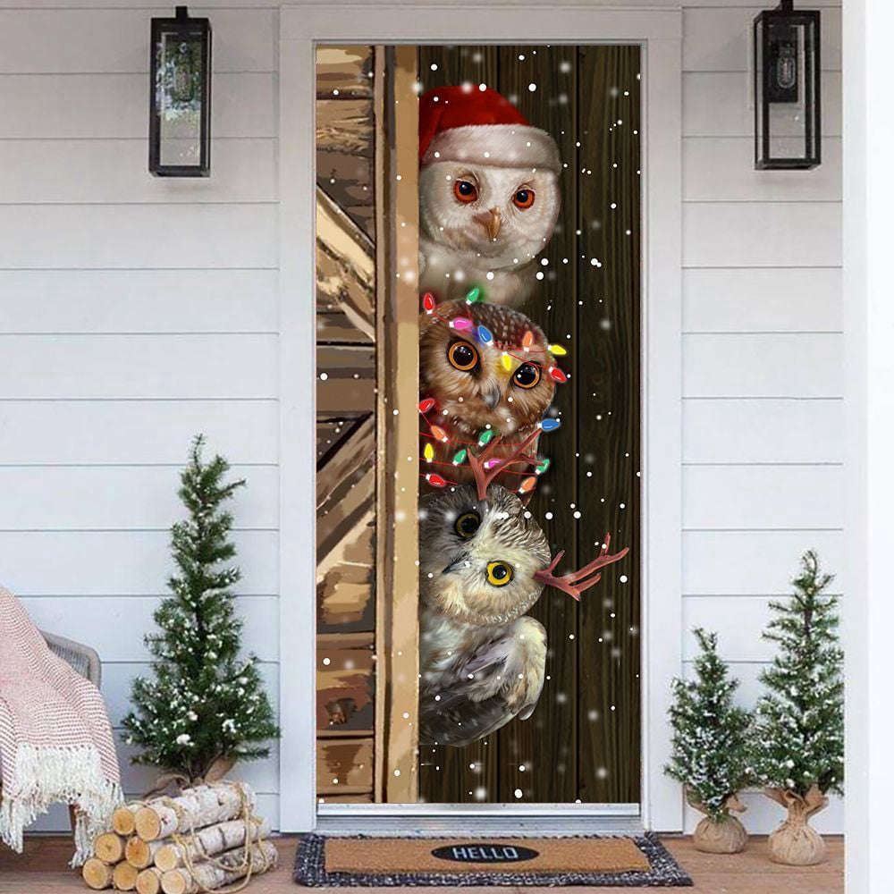 Cute Owl Christmas Door Cover, Fun Xmas Holiday Decorations, Christmas Door Knob Covers, Christmas Outdoor Decoration