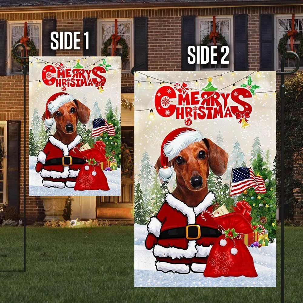 Dachshund Christmas Flag Santa Paws Flag, Christmas Dog Garden Flag, Christmas Gifts For Pet, Christmas Outdoor Decor Ideas