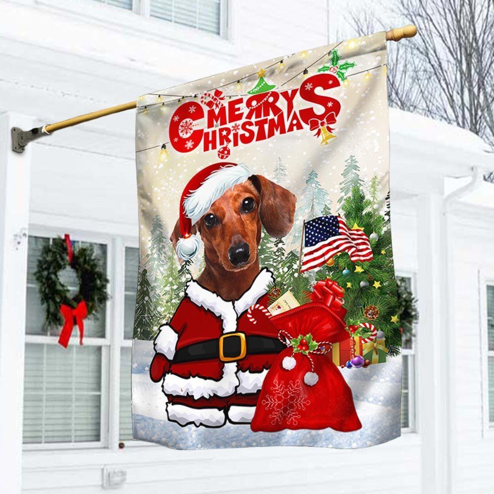 Dachshund Christmas Flag Santa Paws Flag, Christmas Dog Garden Flag, Christmas Gifts For Pet, Christmas Outdoor Decor Ideas