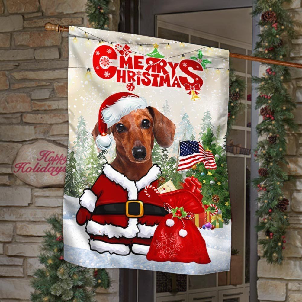 Dachshund Christmas Flag Santa Paws Flag, Christmas Dog Garden Flag, Christmas Gifts For Pet, Christmas Outdoor Decor Ideas