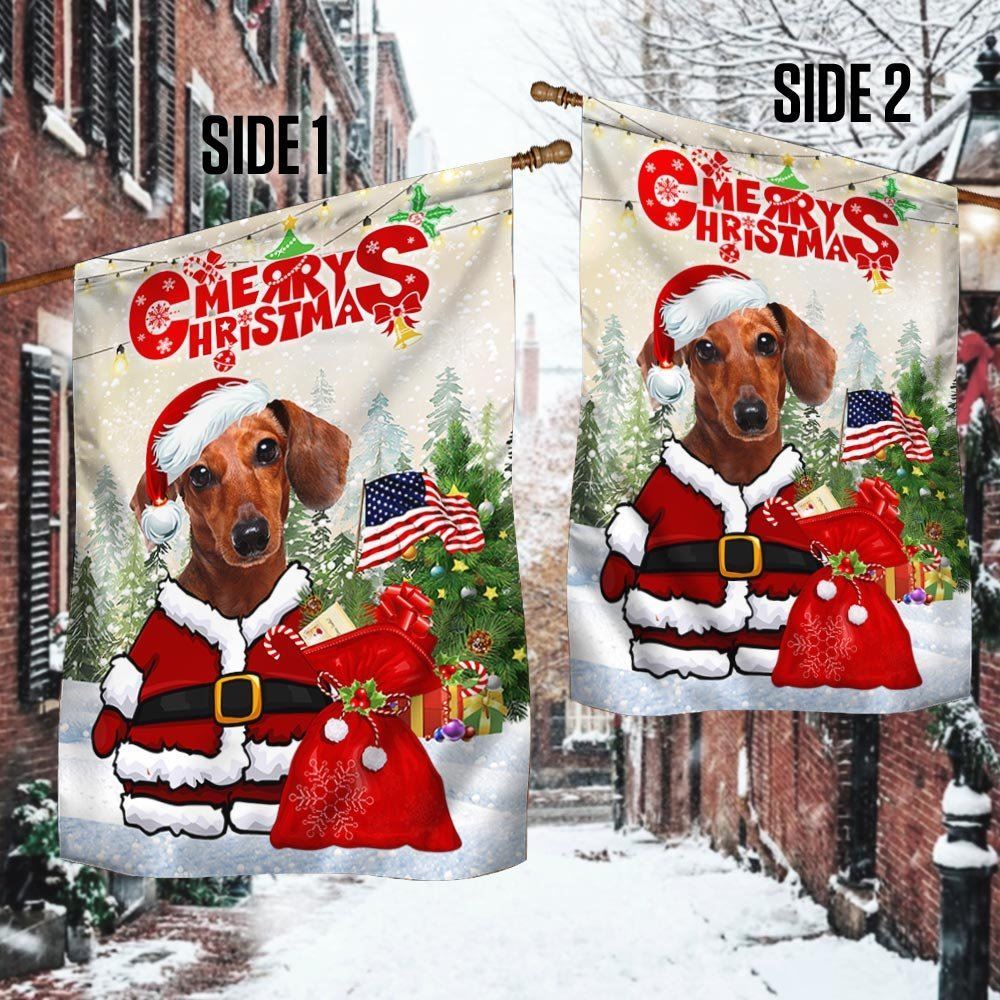 Dachshund Christmas Flag Santa Paws Flag, Christmas Dog Garden Flag, Christmas Gifts For Pet, Christmas Outdoor Decor Ideas