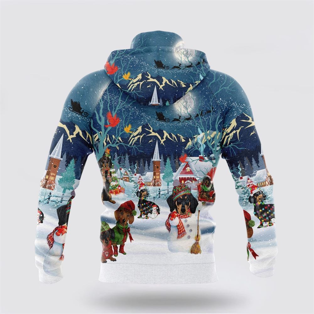 Dachshund Christmas Night All Over Print 3D Hoodie For Men & Women, Christmas Dog Hoodie, Christmas Hoodie Cute, Christmas Gift