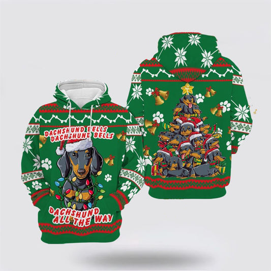 Dachshund Dog Bells Christmas All Over Print 3D Hoodie For Men & Women, Christmas Dog Hoodie, Christmas Hoodie Cute, Christmas Gift