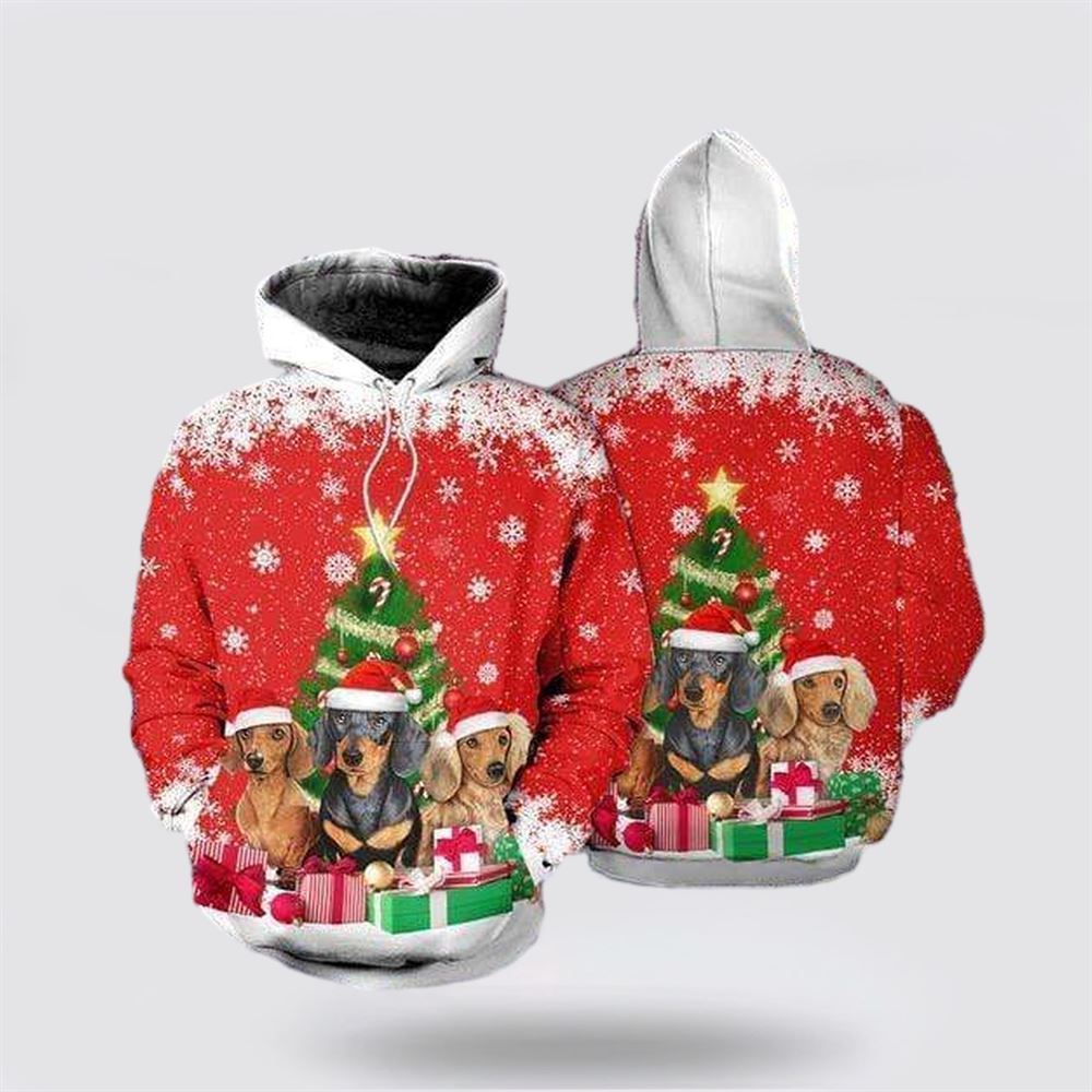 Dachshund Dog Christmas All Over Print 3D Hoodie For Men & Women, Christmas Dog Hoodie, Christmas Hoodie Cute, Christmas Gift