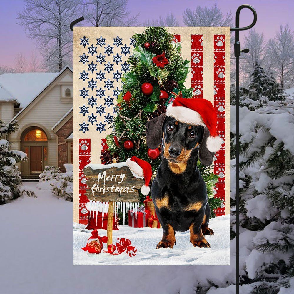 Dachshund Dog Christmas American Flag, Christmas Dog Garden Flag, Christmas Gifts For Pet, Christmas Outdoor Decor Ideas
