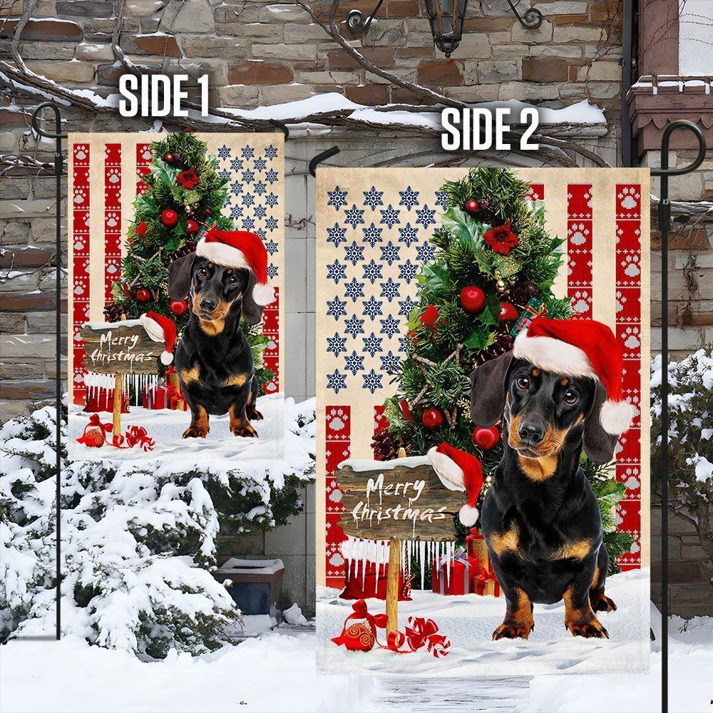 Dachshund Dog Christmas American Flag, Christmas Dog Garden Flag, Christmas Gifts For Pet, Christmas Outdoor Decor Ideas