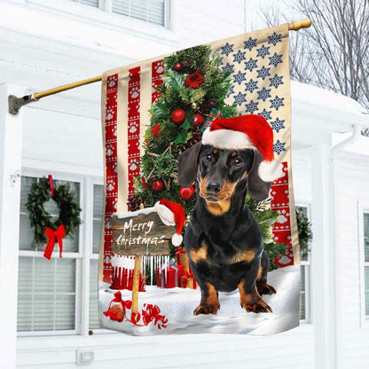 Dachshund Dog Christmas American Flag, Christmas Dog Garden Flag, Christmas Gifts For Pet, Christmas Outdoor Decor Ideas
