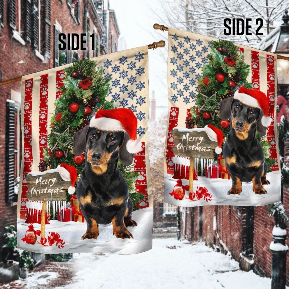 Dachshund Dog Christmas American Flag, Christmas Dog Garden Flag, Christmas Gifts For Pet, Christmas Outdoor Decor Ideas