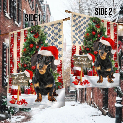 Dachshund Dog Christmas American Flag, Christmas Dog Garden Flag, Christmas Gifts For Pet, Christmas Outdoor Decor Ideas