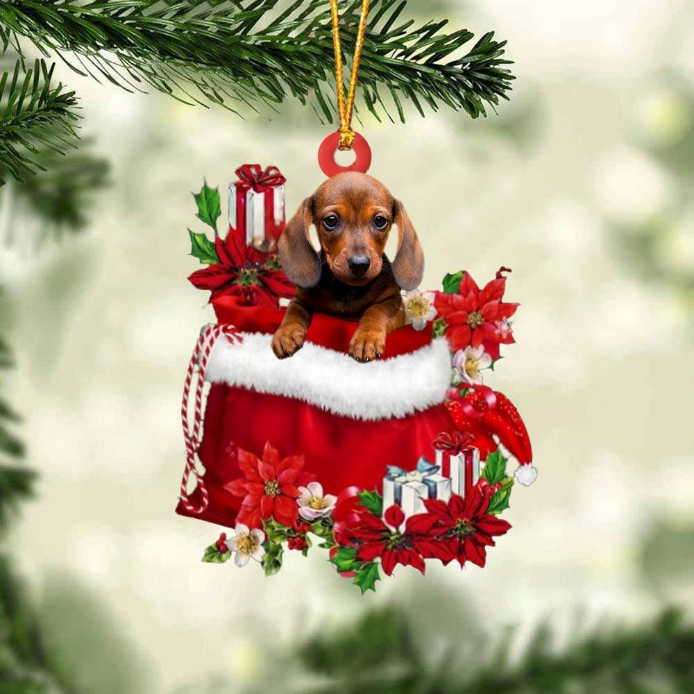 Dachshund Gift Bag Christmas Ornament, Christmas Gift, Christmas Tree Decorations, Christmas Ornament 2023