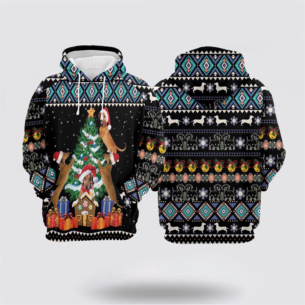 Dachshund Group Christmas Tree All Over Print 3D Hoodie For Men & Women, Christmas Dog Hoodie, Christmas Hoodie Cute, Christmas Gift