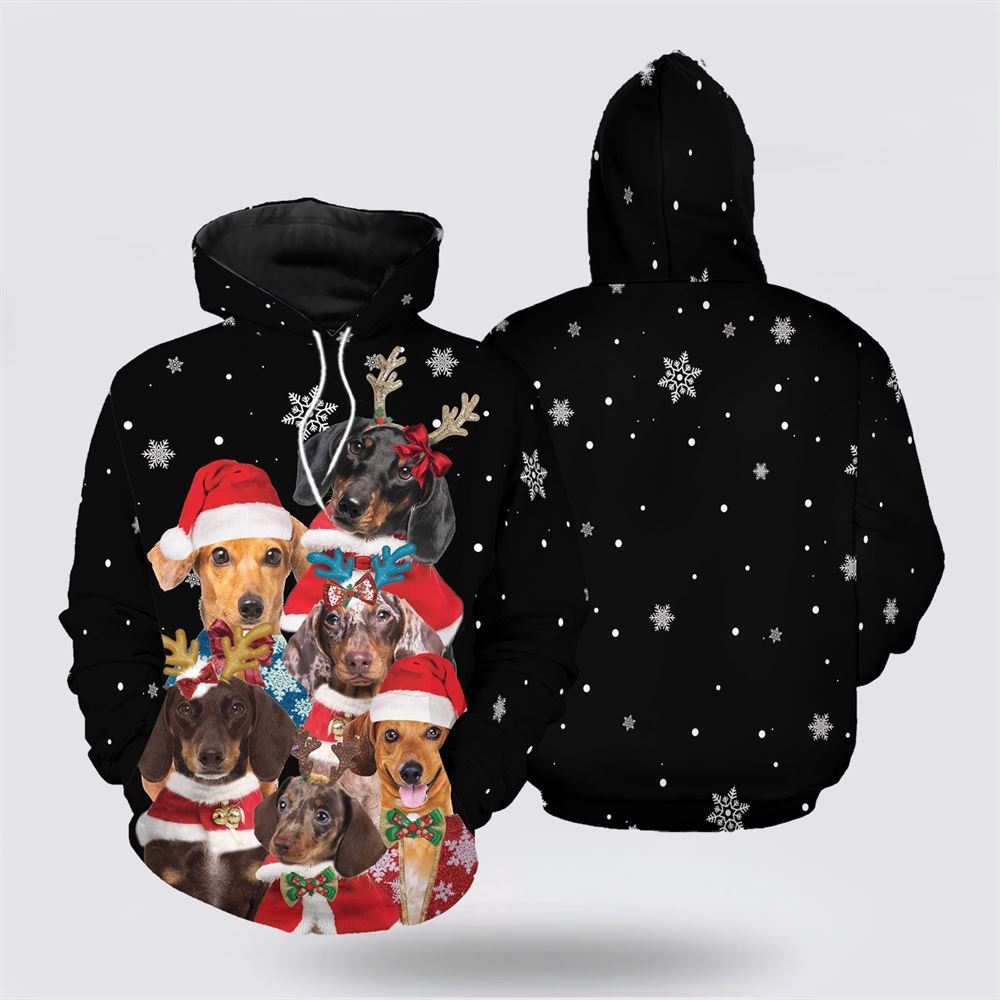 Dachshund Hello Christmas All Over Print 3D Hoodie For Men & Women, Christmas Dog Hoodie, Christmas Hoodie Cute, Christmas Gift