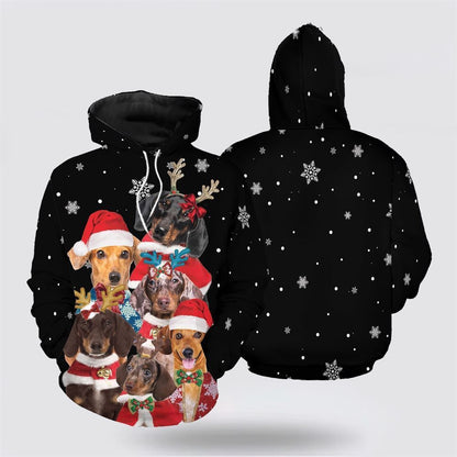 Dachshund Hello Christmas All Over Print 3D Hoodie For Men & Women, Christmas Dog Hoodie, Christmas Hoodie Cute, Christmas Gift