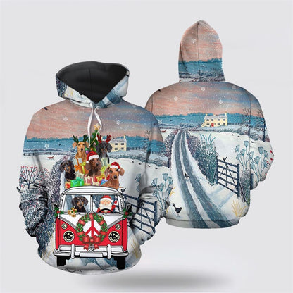 Dachshund Santa Christmas All Over Print 3D Hoodie For Men & Women, Christmas Dog Hoodie, Christmas Hoodie Cute, Christmas Gift