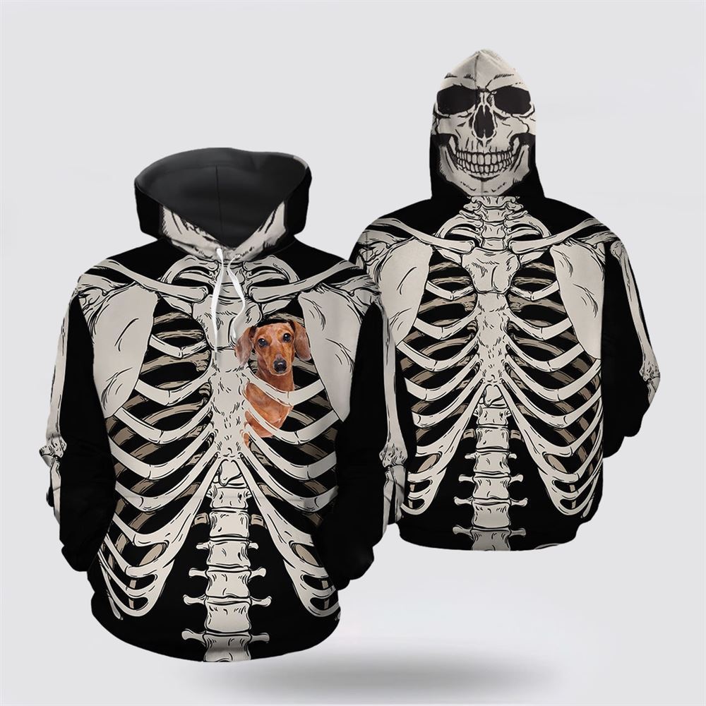 Dachshund Skeleton All Over Print 3D Hoodie For Men & Women, Christmas Dog Hoodie, Christmas Hoodie Cute, Christmas Gift