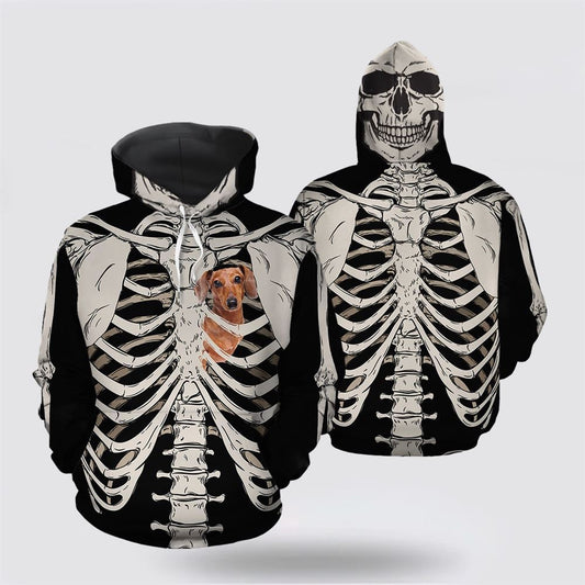 Dachshund Skeleton All Over Print 3D Hoodie For Men & Women, Christmas Dog Hoodie, Christmas Hoodie Cute, Christmas Gift