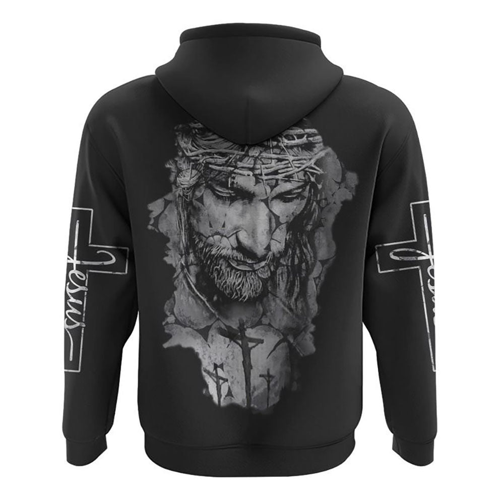 Dad Jesus Black And White All Over Print 3D Hoodie, Christian Hoodie, Christian Sweatshirt, Bible Verse Shirt
