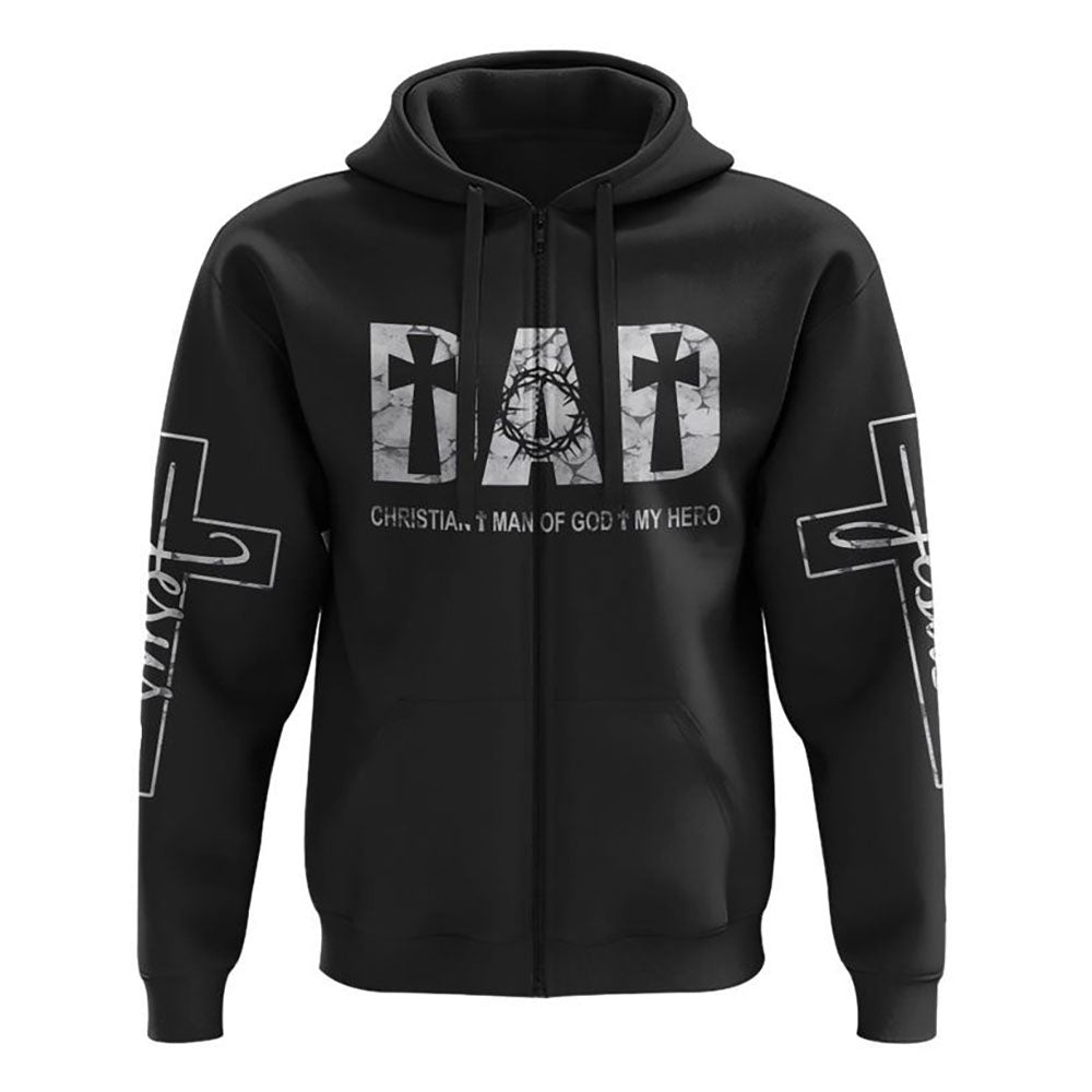 Dad Jesus Black And White All Over Print 3D Hoodie, Christian Hoodie, Christian Sweatshirt, Bible Verse Shirt