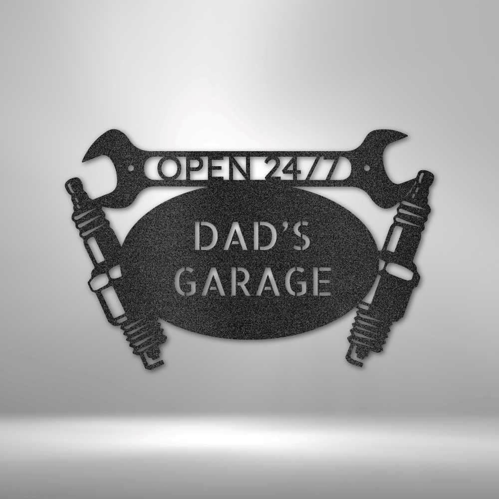 Dad's Garage Metal Wall Art Sign, Father's Day Gift, Idea Dads Garage Open 247 Wall Plaque