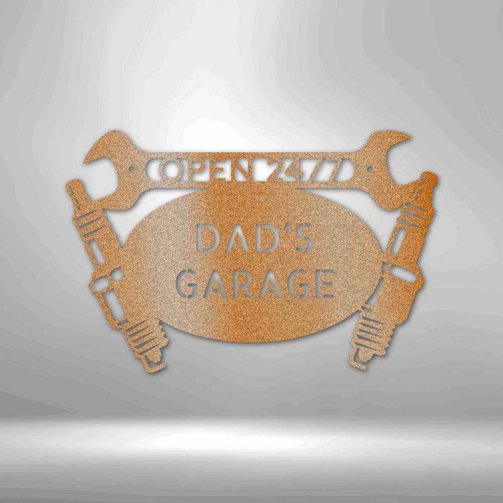 Dad's Garage Metal Wall Art Sign, Father's Day Gift, Idea Dads Garage Open 247 Wall Plaque