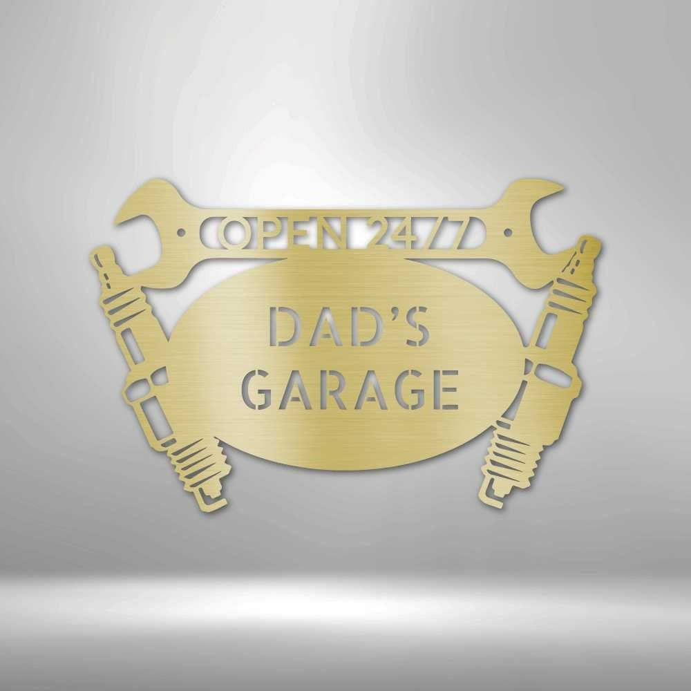 Dad's Garage Metal Wall Art Sign, Father's Day Gift, Idea Dads Garage Open 247 Wall Plaque