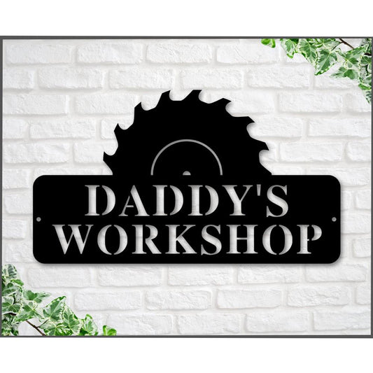 Daddys Workshop Dads Garage Metal Sign, Fathers Day Gift, Gift For Husband, Sign For Dad, Metal Sign Daddy Daughter Gift