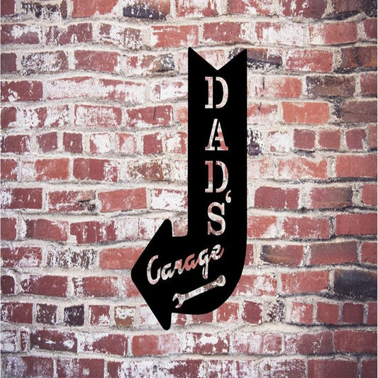 Dads Garage Metal Sign, Metal Arrow Wall Art, Dad's Garage Arrow Art, Steel Metal Art, Dads Garage Home Decor, Metal Home Decor