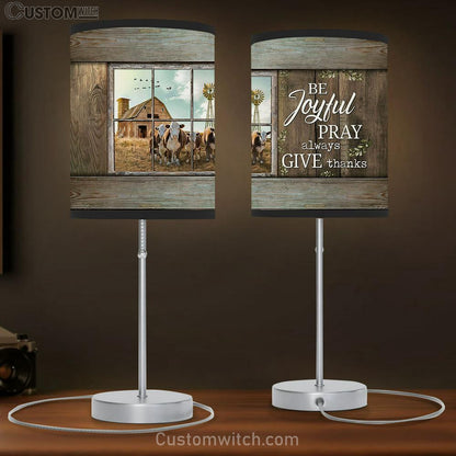 Dairy Cow Be Joyful Pray Always Give Thanks Table Lamb Gift - Bible Verse Table Lamb - Religious Bedroom Decor
