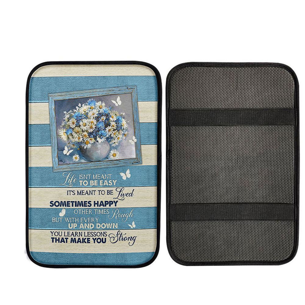 Daisy Butterfly Life Isn't Meant To Be Easy Car Center Console Cover, Christian Car Accessories