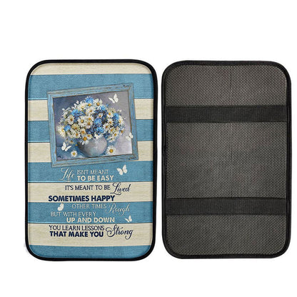 Daisy Butterfly Life Isn't Meant To Be Easy Car Center Console Cover, Christian Car Accessories