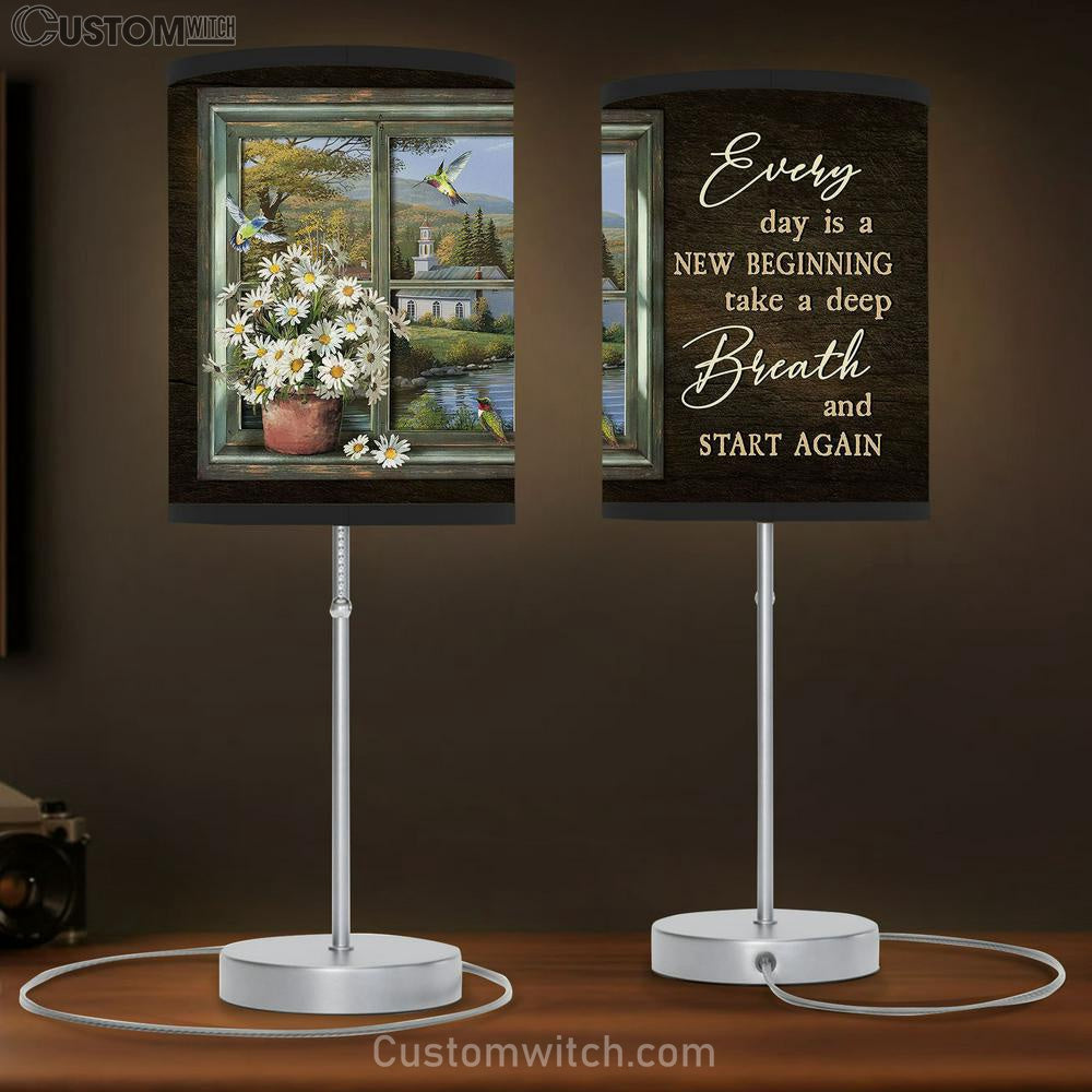 Daisy Every day is a new beginning Table Lamb Gift - Bible Verse Table Lamb - Religious Bedroom Decor