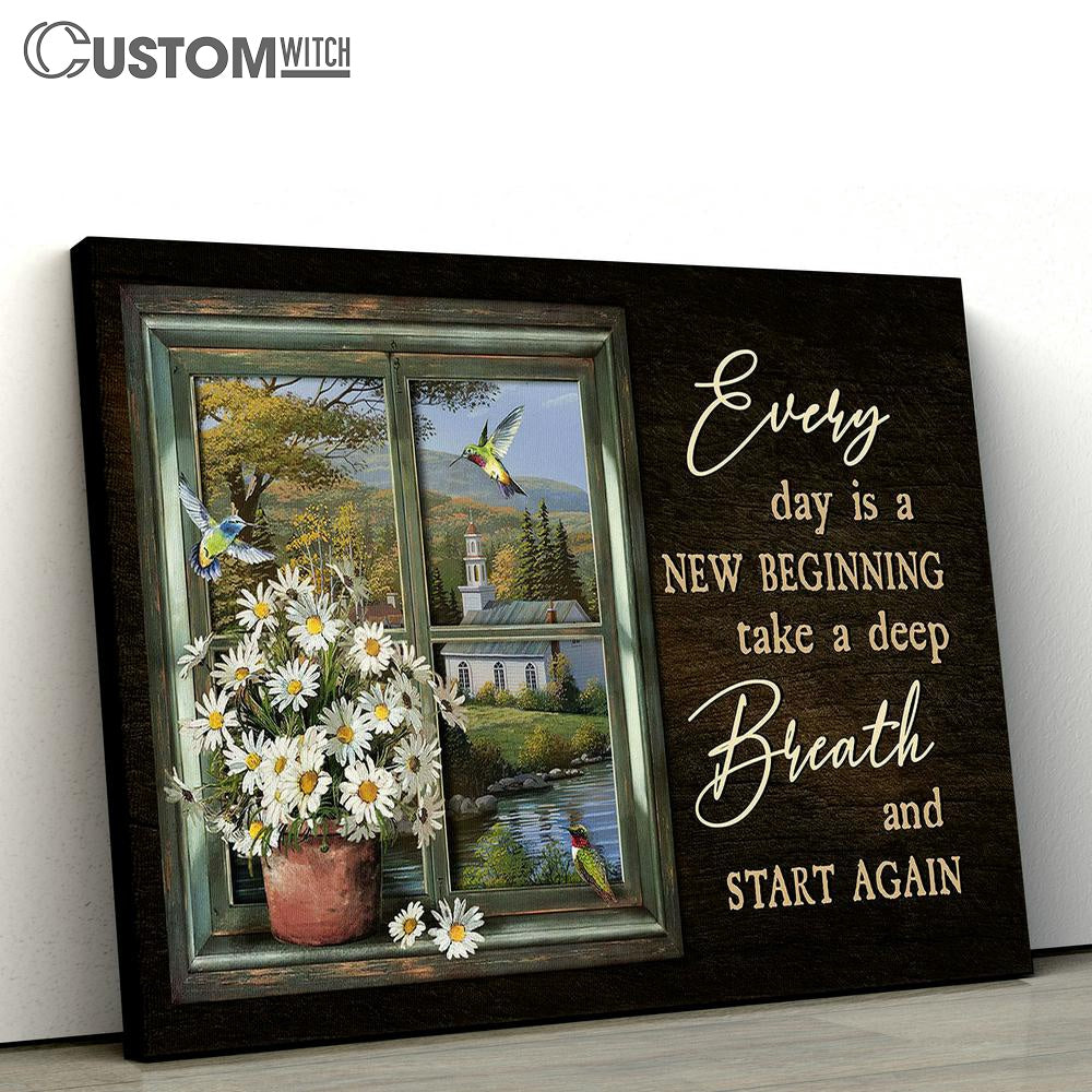 Daisy Every day is a new beginning Canvas Wall Art - Bible Verse Canvas - Religious Prints