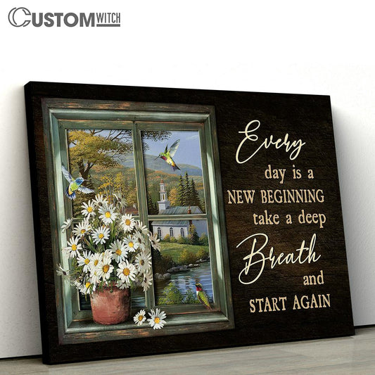 Daisy Every day is a new beginning Canvas Wall Art - Bible Verse Canvas - Religious Prints