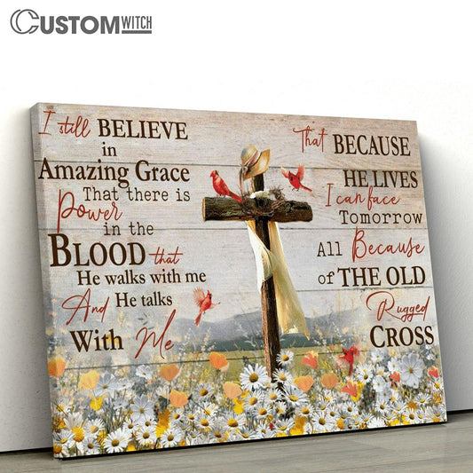 Daisy Field, Cardinal, I Still Believe In Amazing Grace Jesus Canvas Poster