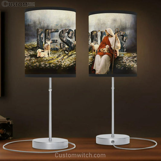 Daisy Field White Lamb Jesus Table Lamb Gift - Bible Verse Table Lamb - Religious Bedroom Decor