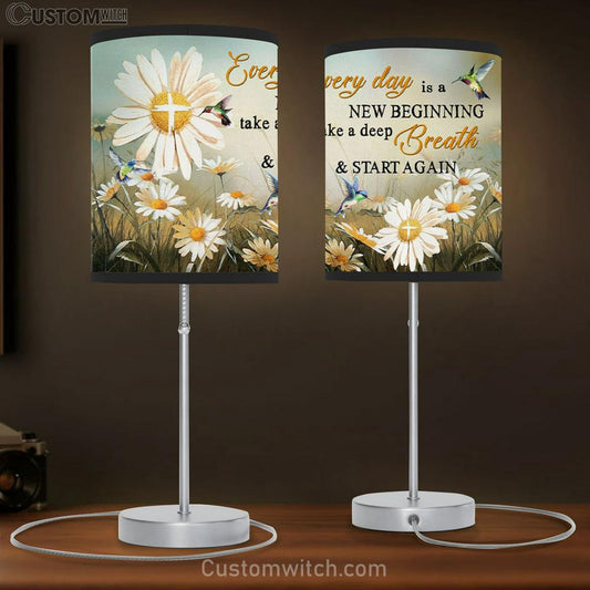 Daisy Flower - Every Day Is A New Beginning Christian Table Lamb Gift - Christian Bedroom Decor
