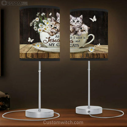 Daisy Flower All I Need Is Jesus And My Cats Table Lamb Painting - Christian Lamb Gift - Gifts For Cat Lovers