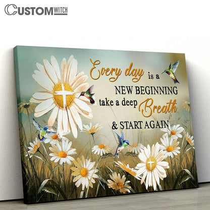 Daisy Flower Every Day Is A New Beginning Christian Canvas Print - Inspirational Canvas Art - Scripture Wall Art