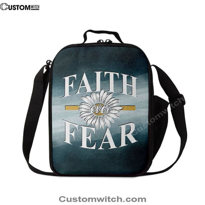 Daisy Flower Faith Over Fear Lunch Bag, Christian Lunch Bag For School, Picnic, Religious Lunch Bag