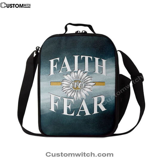 Daisy Flower Faith Over Fear Lunch Bag, Christian Lunch Bag For School, Picnic, Religious Lunch Bag