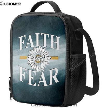 Daisy Flower Faith Over Fear Lunch Bag, Christian Lunch Bag For School, Picnic, Religious Lunch Bag